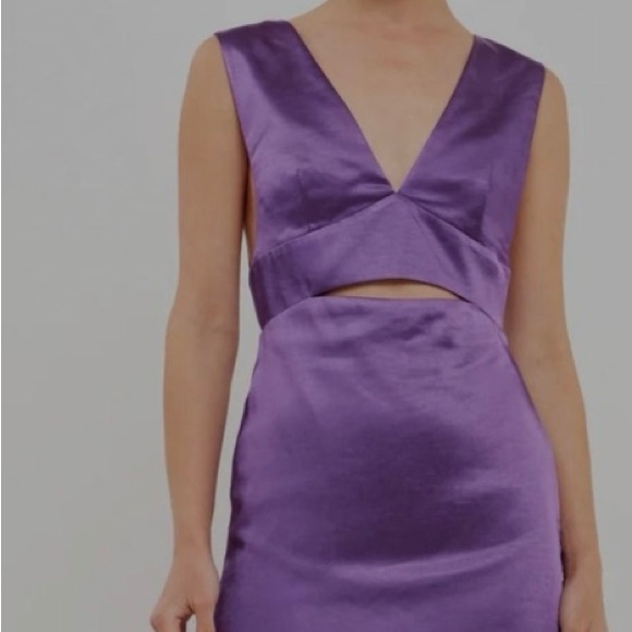 NWT ENDLESS ROSE PURPLE SATIN DRESS EITH CUT OUTS - Picture 1 of 2